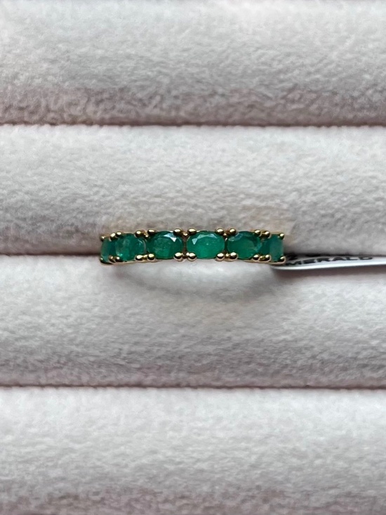 925 Sterling Silver Jewelry - Emerald Green Five-Stone Gold Band Ring